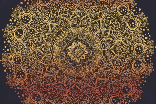 Tapeta zlatá orientálna Mandala
