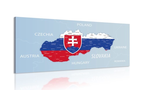 Obraz mapa Slovenska so štátnym znakom a okolitými štátmi