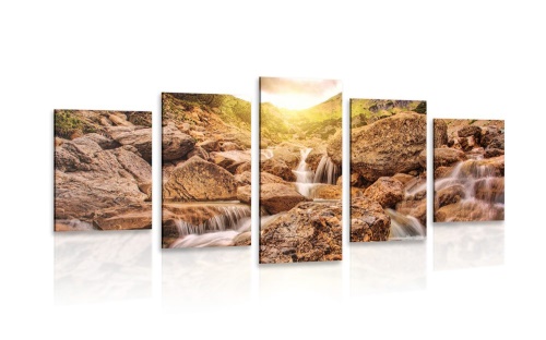 5-dielny obraz vysokohorské vodopády