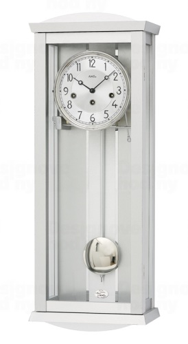 Luxusní kyvadlové mechanické nástěnné hodiny 2749 silver AMS 66cm