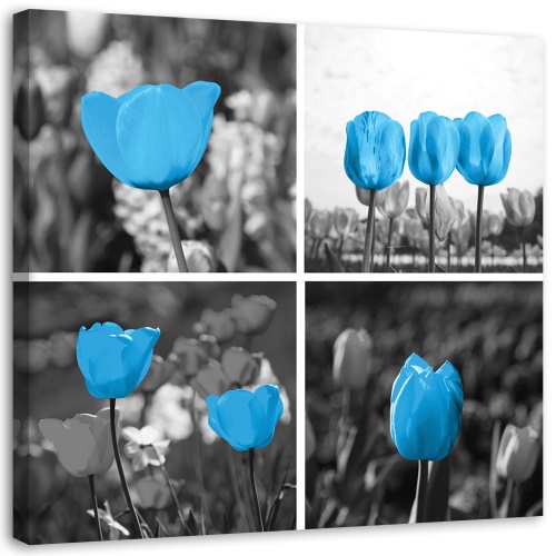 Obraz na plátně Sada modrých tulipánů