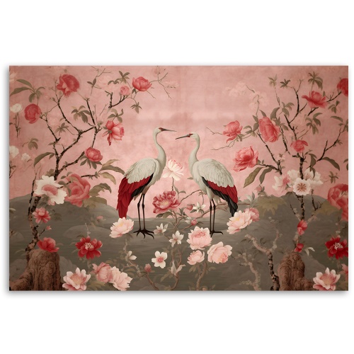 Obraz na plátně, Květiny a ptáci Chinoiserie