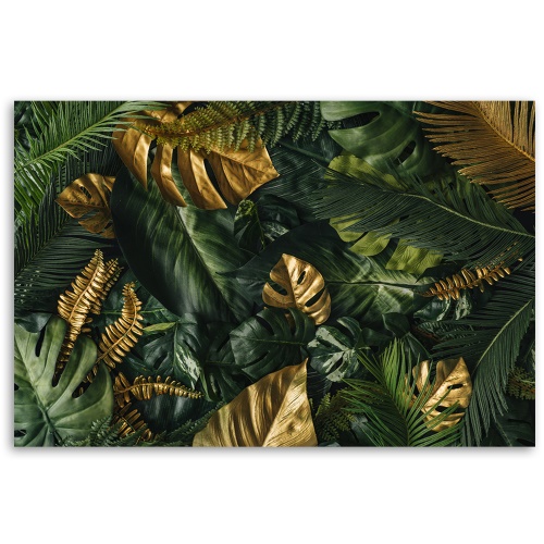 Obraz na plátně, Zlaté tropické listy