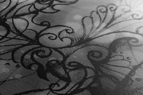 Obraz kvetinová Mandala v čiernobielom prevedení