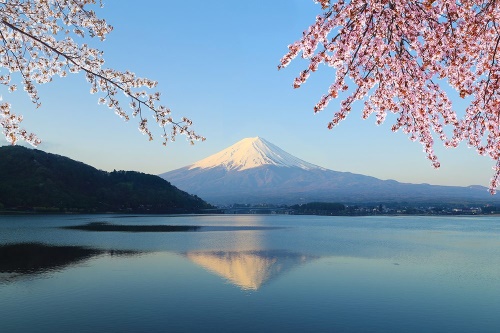 Samolepiaca fototapeta výhľad z jazera na Fuji