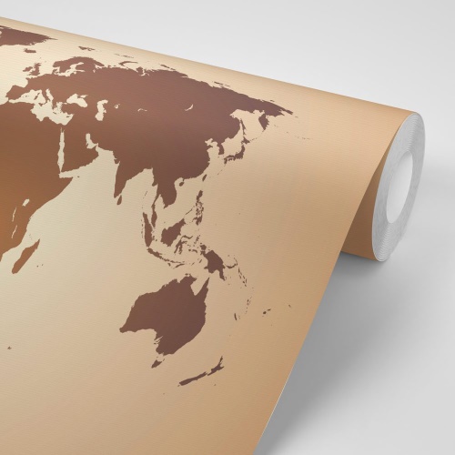Samolepiaca tapeta mapa sveta v odtieňoch hnedej
