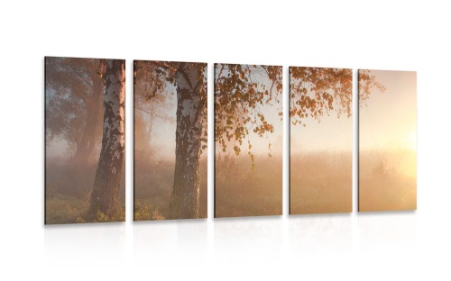 5-dielny obraz hmlistý jesenný les