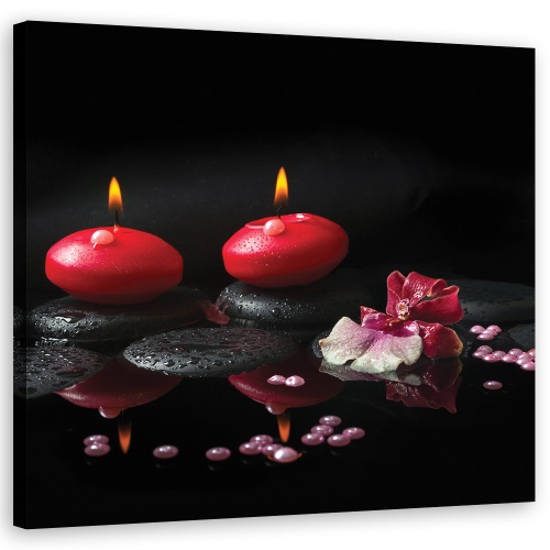 Obraz na plátně, Zen kameny z červených svíček