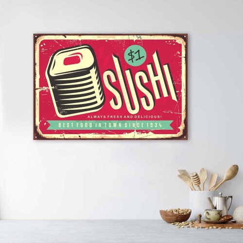 Obraz na plátně Znaky Retro plakát Sushi