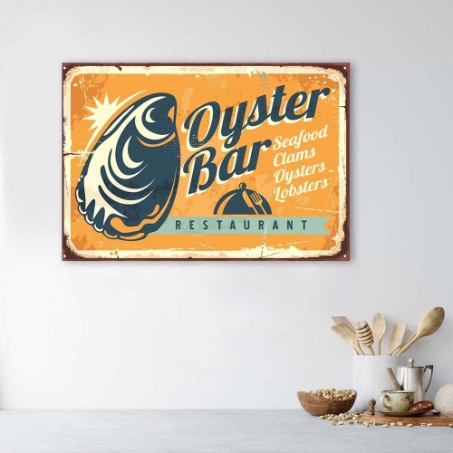 Obraz na plátně Retro Sign Oyster Bar