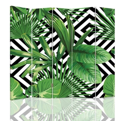 Ozdobný paraván Geometrické listy palmy zelené