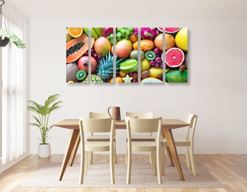 5-dielny obraz tropické ovocie