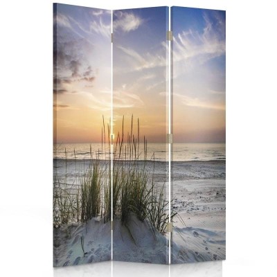 Ozdobný paraván Západ slunce na mořské pláži - 110x170 cm, trojdielny, klasický paraván