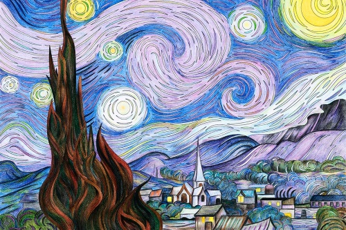 Samolepiaca tapeta Hviezdna noc - Vincent van Gogh