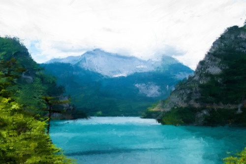 Obraz maľované horské jazero