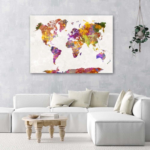 Obraz na plátně Mapa světa Akvarel