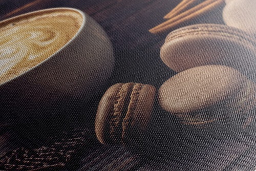 Obraz káva s čokoládovými makrónkami