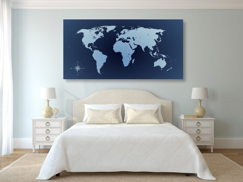 Obraz mapa sveta v odtieňoch modrej