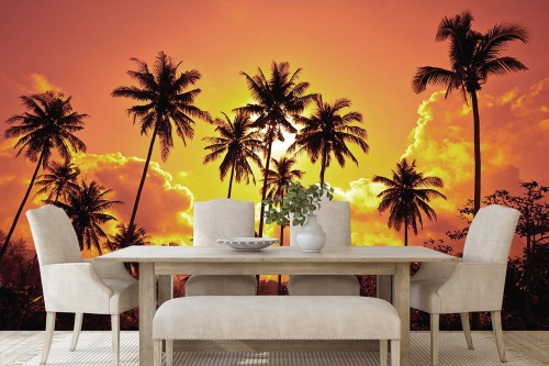 Samolepiaca tapeta kokosové palmy na pláži