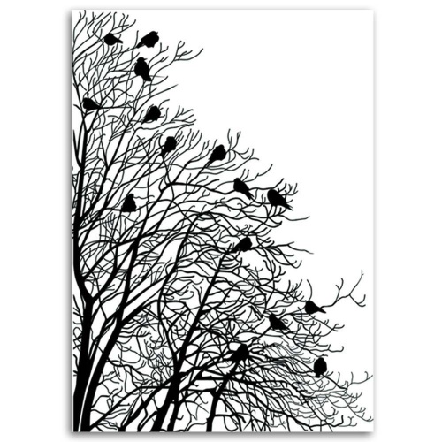 Obraz na plátně Ptáci na větvi Černá Bílá