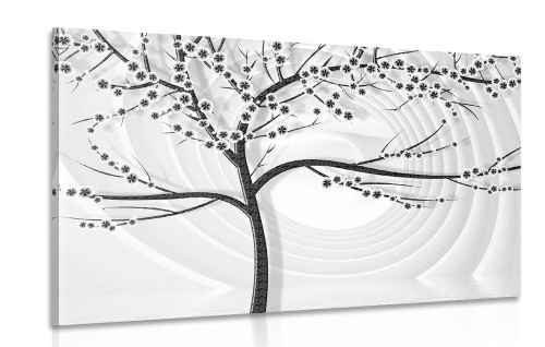 Obraz moderný čiernobiely strom na abstraktnom pozadí