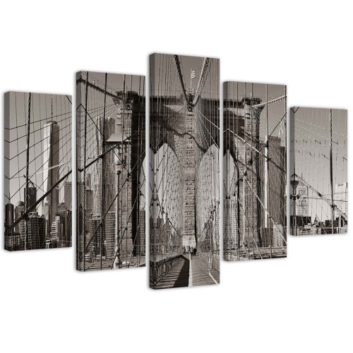 Obraz na plátně pětidílný Brooklynský most New York