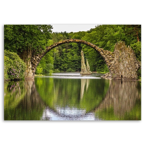 Obraz na plátně Obloukový most přes jezero