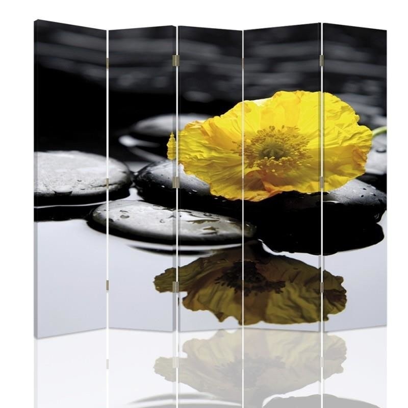 Ozdobný paraván Květiny orchidejí - 180x170 cm, päťdielny, obojstranný paraván 360°