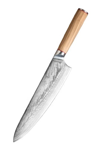 FUJUNI kuchařský damaškový nůž Chef 9" (240 mm) Olive AUS-10v