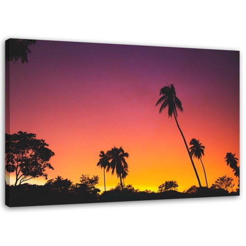 Obraz na plátně Palmy Západ slunce Moře