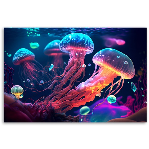 Obraz na plátně, Neonová mořská medúza
