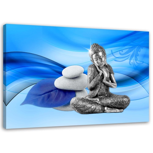 Obraz na plátně Buddha Stone modré pozadí