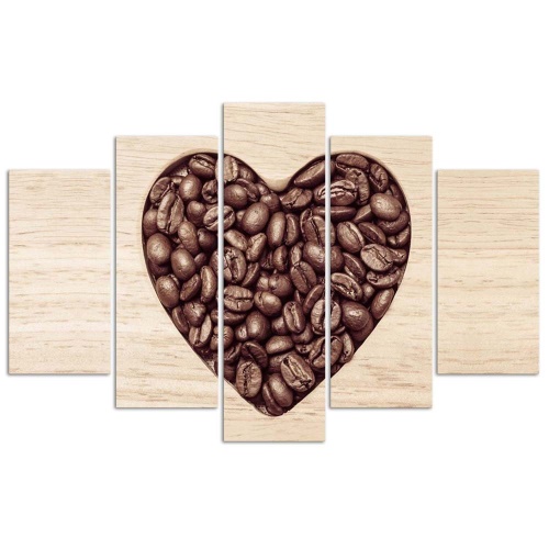 Obraz na plátně pětidílný Srdcová káva