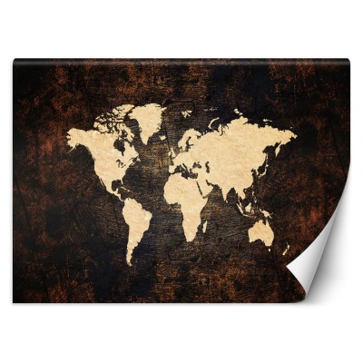 Fototapeta, Mapa světa v hnědé barvě - 150x105 cm