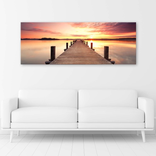 Obraz na plátně Západ slunce nad mostem