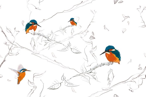 Tapeta vtáčiky v húštine - 75x1000 cm
