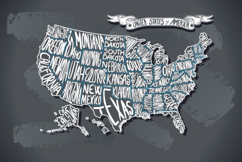 Samolepiaca tapeta moderná mapa USA