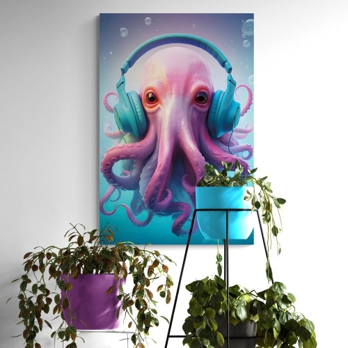 Obraz chobotnica so slúchadlami