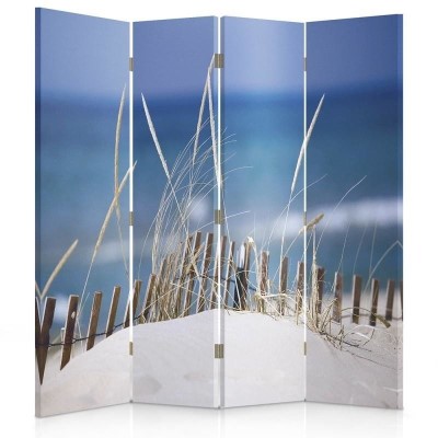 Ozdobný paraván Duny na mořské pláži - 145x170 cm, štvordielny, obojstranný paraván 360°