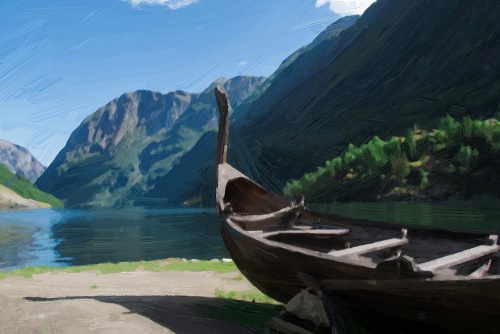 Obraz drevená vikingská loď