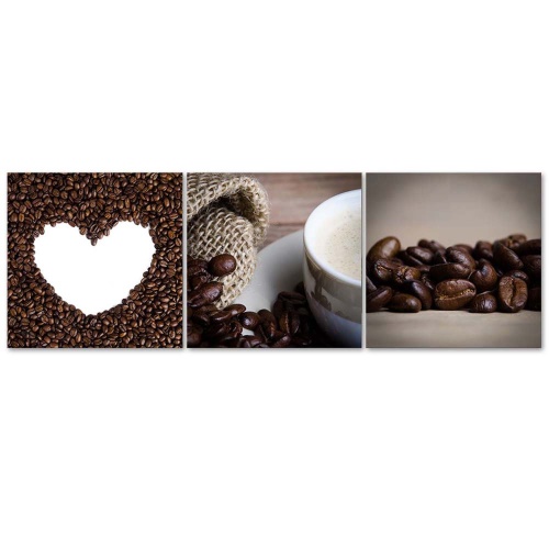 Obraz na plátně třídílný Srdce z kávových zrn