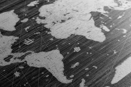 Obraz čiernobiela mapa na drevenom pozadí