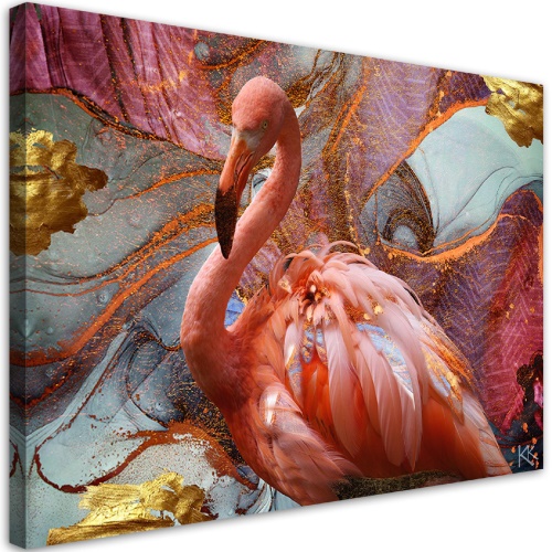 Obraz na plátně, Růžová flamingo abstrakce