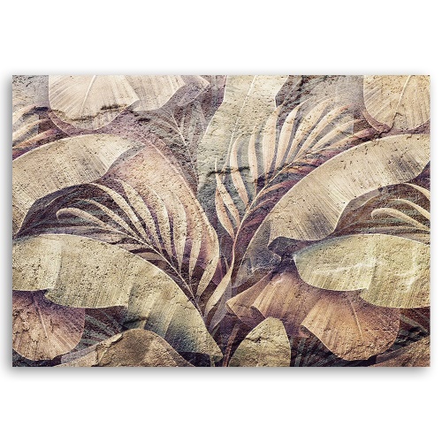 Obraz na plátně, Palmová džungle listy na imitaci betonu
