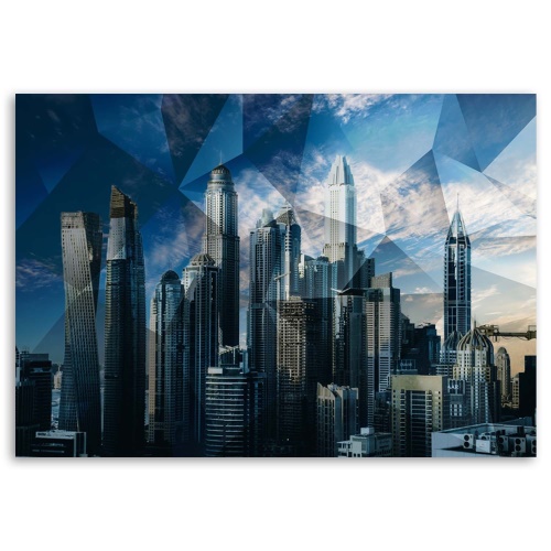 Obraz na plátně Geometrická modrá barva města