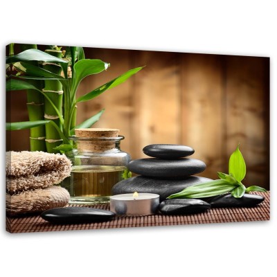 Obraz na plátně Bambusové kameny Zen Spa - 100x70 cm