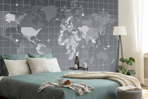 Samolepiaca tapeta šrafovaná mapa sveta