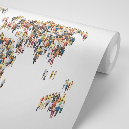 Samolepiaca tapeta mapa sveta pozostávajúca z ľudí