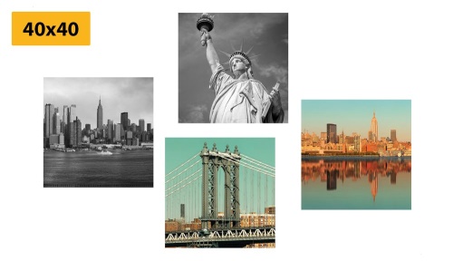 Set obrazov zaujímavá kombinácia mesta New York