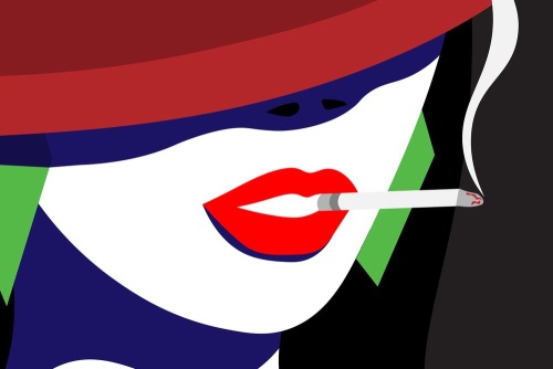 Obraz žena v klobúku v pop art štýle